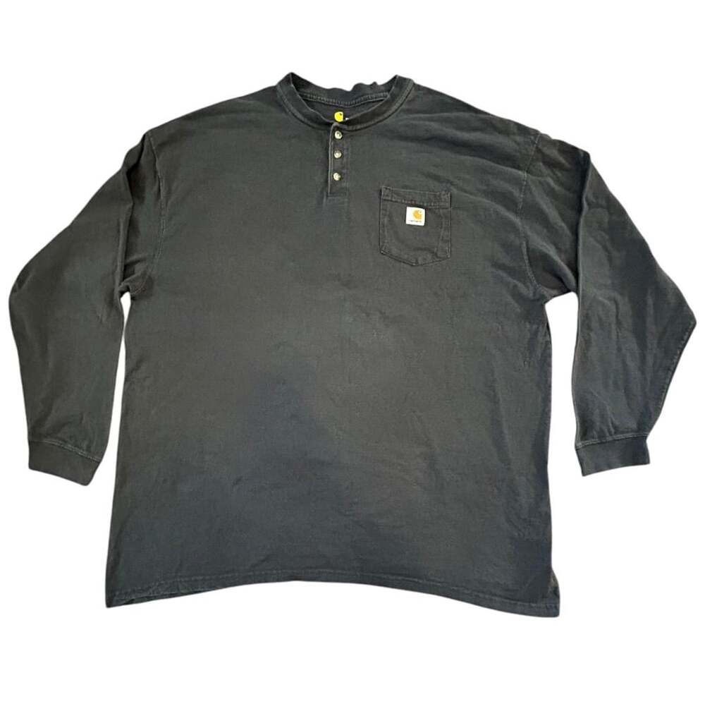 Carhartt Long Sleeve Henley Size 3XL Tall Black
